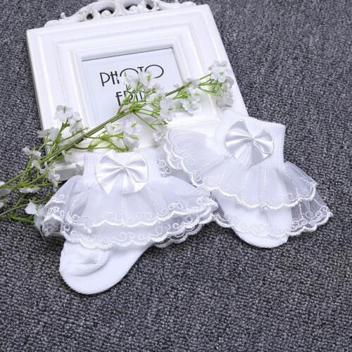 Christening Baptism First Communion white lace Newborn Infant Toddler Baby Girls princess sock decoration favor gift