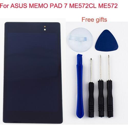 Black For ASUS MEMO PAD 7 ME572CL ME572 LCD Display Monitor Screen Panel Module + Touch Screen Digitizer Panel Assembly Frame