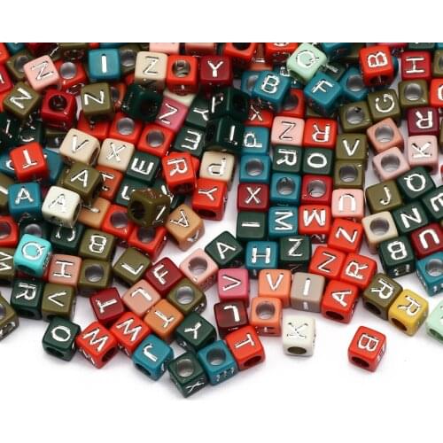 Colorful Mixed LetterS Acrylic Beads 6x6mm Loose Square Spacer Beads For Jewelry Making Diy Charm Necklace Bracelet Accessories