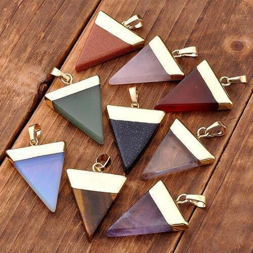 Crystal Quartz Triangle Healing Point Reiki Chakra Stone Pendants for Necklace
