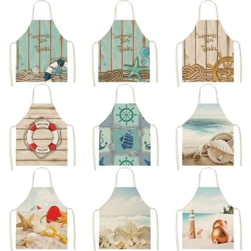 FYMX Kitchen Apron Sea View Marine Life Printing Kitchen And Bathroom Aprons For Cooking Baking Kitchen