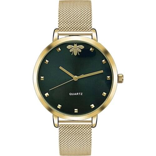 Cute Honeybee Decoration Ladies Quartz Watches PU And Metal Bands