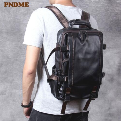 Fashion luxury genuine leather mens womens backpack designer travel anti-theft cowhide bookbag casual black laptop bagpacks