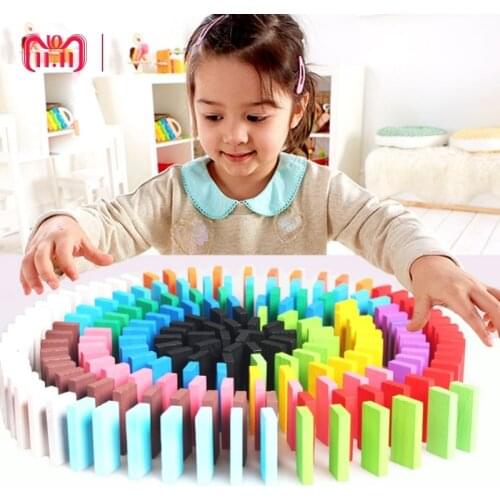 Fancy 120pcs/Set Wooden Multi colors Creative Domino Games Toys Rainbow Wood Domino Blocks Kids Early Educational Wooden Toys