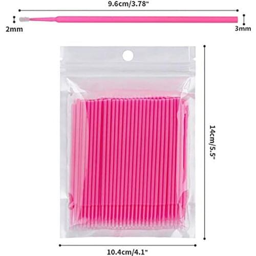 100pcs Disposable Cotton Swabs Eyelash Brushes Cleaning Swab Hot Natural Eyelashes Remover Tattoo Microbrush Kit Makeup Tool