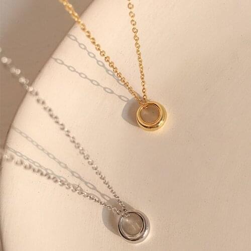 French Romantic 925 Sterling Silver Chain Necklace Exquisite Small Round Circle Pendant Clavicle Necklace Wedding Jewelry 2021