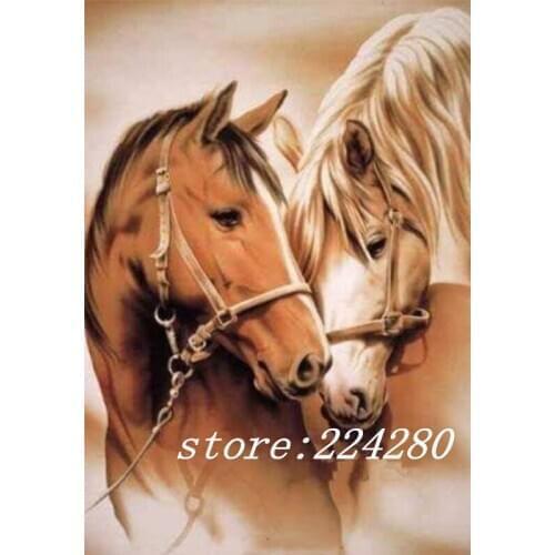Couple horse animal Needlework, Cross stitch kits Stylish for Embroidery,Patterns 14CT DIY Handmade