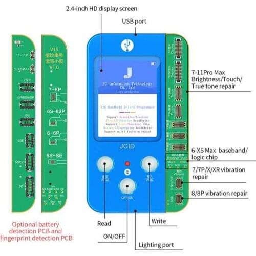 JC V1S Dot Matrix Projector Face ID Fix For Iphone 7 8P XS 11 Photosensitive Original Color Touch Battery Fingerprint Programmer