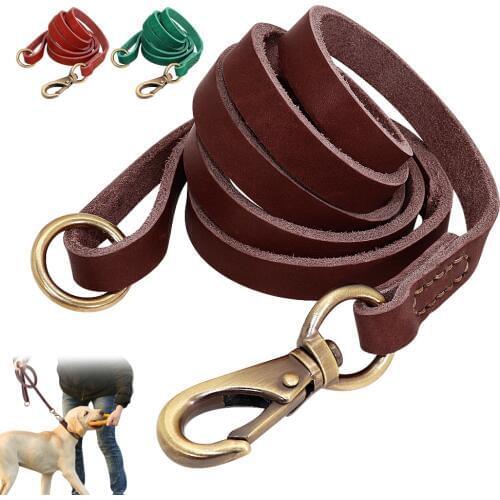 1.5m Real Leather Dog Leash Rope Pet Walking Running Leash Lead For Small Medium Large Dogs Genuine Leather Pets Strap Rope