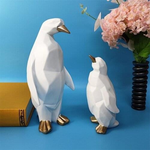 Simple Cute Resin Penguin Accessories Store Cafe Table Figurines Decoration Home Livingroom Desktop Sculpture Ornaments Crafts