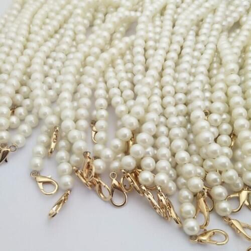 35-60 Beads Pearl Bag Strap Beaded Handbag Handles Belt women Shoulder Bag straps Replacement for Handbag Strap Accessories