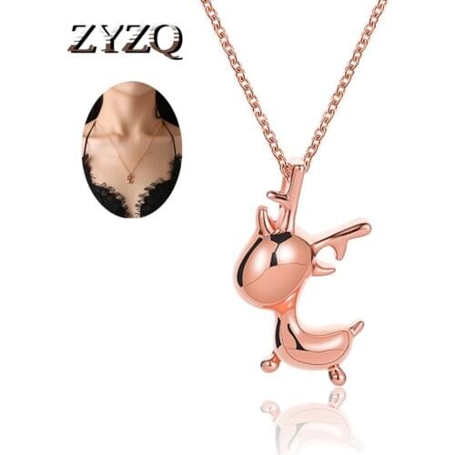 ZYZQ Factory Wholesale Christmas Gift Necklace Dear Deer Shaped Pendant Eternity Love Present For Girlfriend Trendy Jewelry