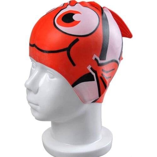 Swimming Cap kids Silicone Waterproof Protect fish Ear Shark Swim Pool Hat children Cartoon Boys Girls Diving hats