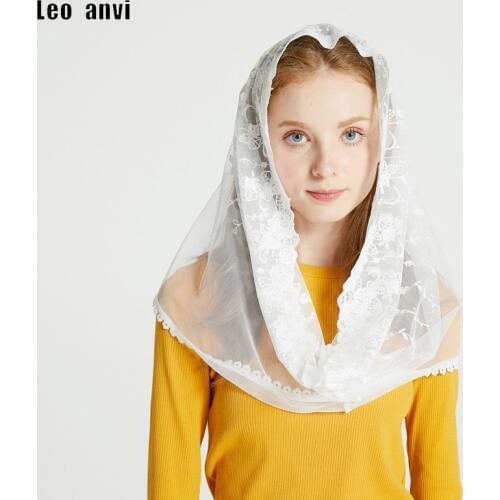 Leo anvi fashion design lace Soft Infinity scarf headband Shawl Wrap Catholic Chapel Mantilla Veil for Mass Veil ring scarves