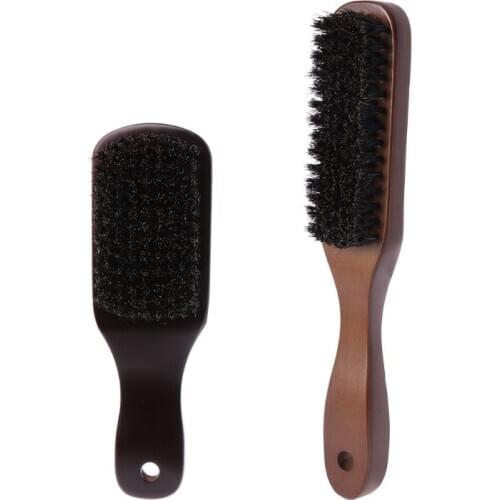 Men Boar Bristle Mustache Brush Wood Handle Comb Facial Beard Cleaning Styling