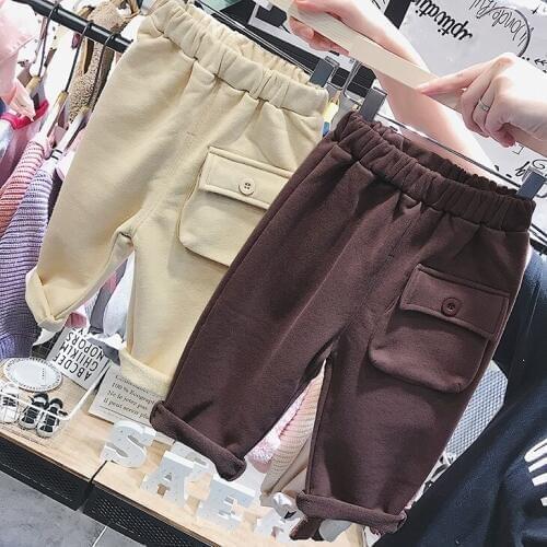 Boys Pants Casual Korean Autumn Winter Thicken Sweatpants for Boys 2019 New Arrival Harem Pants Big Pocket Children Pants 2-6 Y