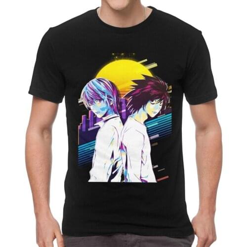 Death Note L And Light Yagami T-Shirts Men Fashion T Shirt Short Sleeve Japan Anime Manga Tshirts Cotton Tees Top Clothing