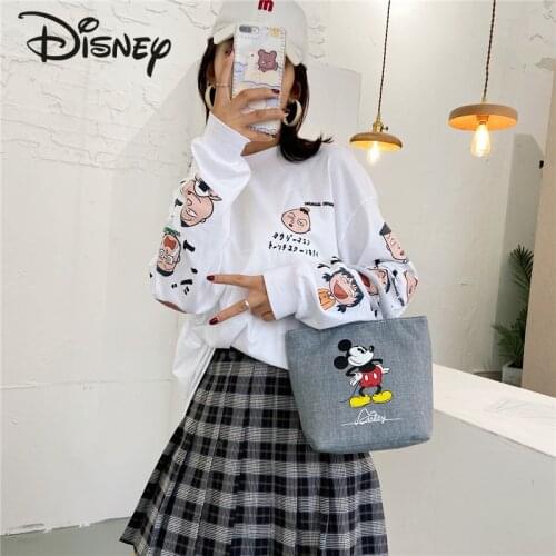 Student Boutique Shopping Bag Cartoon Disney Mickey Small Fresh Canvas Tote Bag Shoulder Bag Reusable Gifts Very Durable