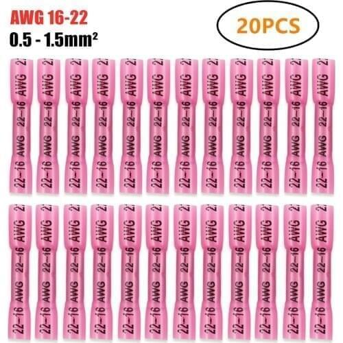 10/20PCS Heat Shrink Connectors Insulated Waterproof Crimp Terminals Seal Butt Electrical Wire Connector 22-18 AWG
