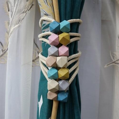 2021 New Nordic Style Magnet Attracts Curtain Buckle Tie Home Decoration Living Room Curtain Tie Two-Color Ball Binding Rope