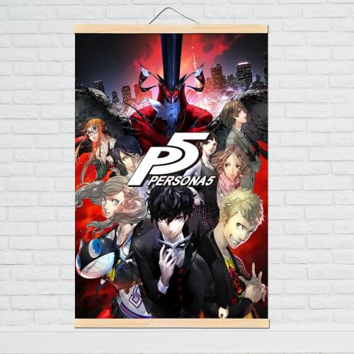 Persona 5 Japanese Anime Posters and Prints Canvas Painting Wall Art Picture for Living Room Solid Wood Hanging Home Decor