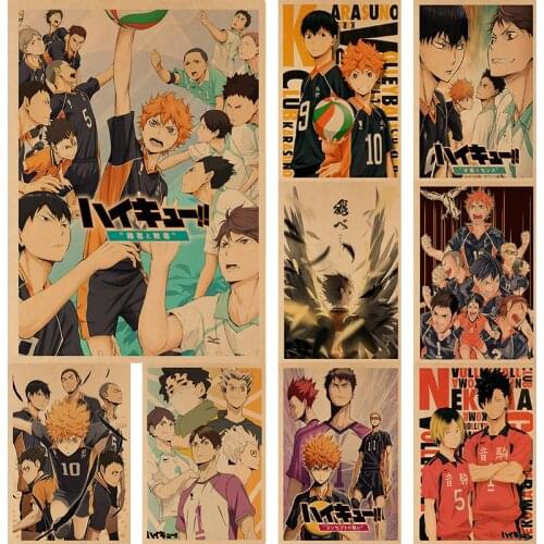 Japanese Classic Anime Poster Retro Kraft Paper Personalized Painting for Living Room Bar Decoration Wall Stickers