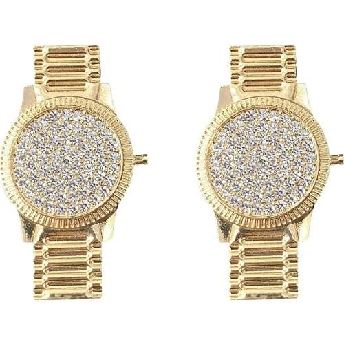 2021 New Fashion Bling Shiny Crystal Watch 925 Silver Pin Earring Chains Charm Big Long Earrings for Women Jewelry Gift Mujer