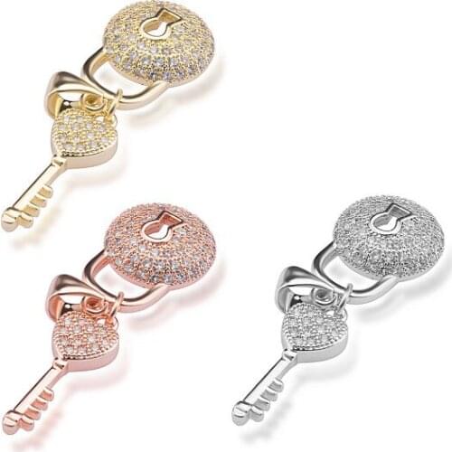 11*33mm Heart keychain crystal micro pave cz zircon cubic zirconia beads DIY necklace bracelet connectors accessories 3f2