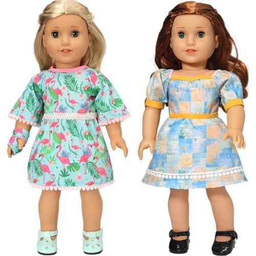 18 Inch Girl Doll Summer Classic Retro Dress 40 Cm Silicone Baby Doll Clothes Children Girl Toys Gifts