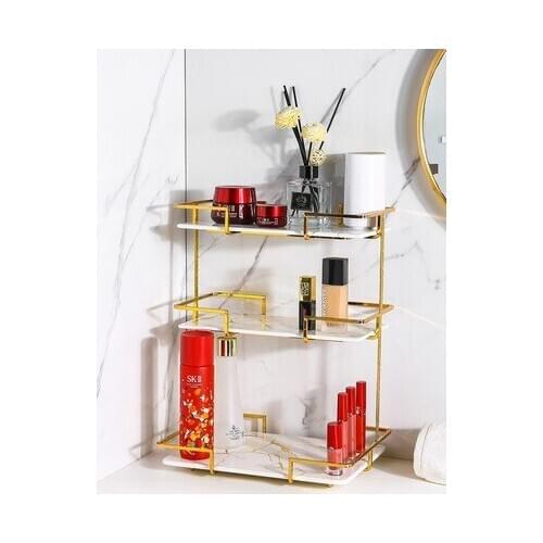 2-3 Layer Storage Shelf-Bathroom Accessories Set-Marble Ceramic Tray-Metal Rack-Kitchen Storage Tools-Makeup Holder-Home Decor