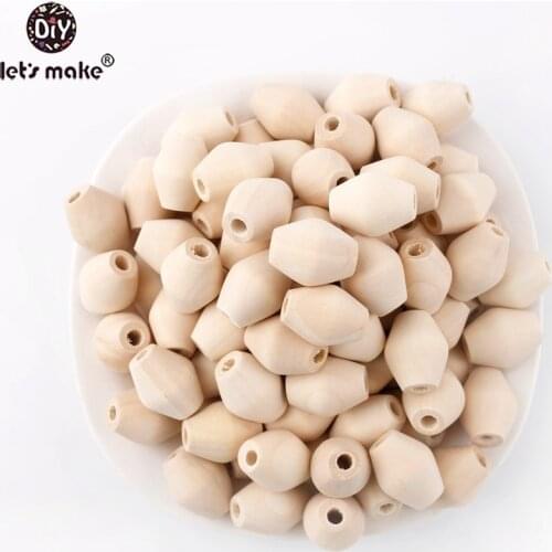 Lets Make DIY 20PCS Wooden Beads BPA Free Wooden Teething Ecofriendly Wood Teether Toy Safe and Natural Baby Accessories