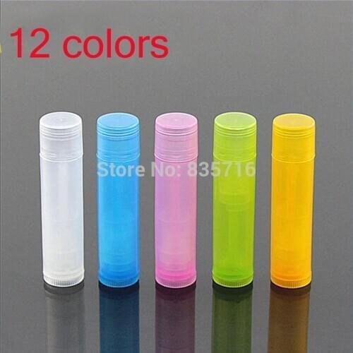 Wholesell 50pcs blue pink Lipstick white lip tubes Containers Transparent mixed color Empty LIP BALM Tubes refillable bottles