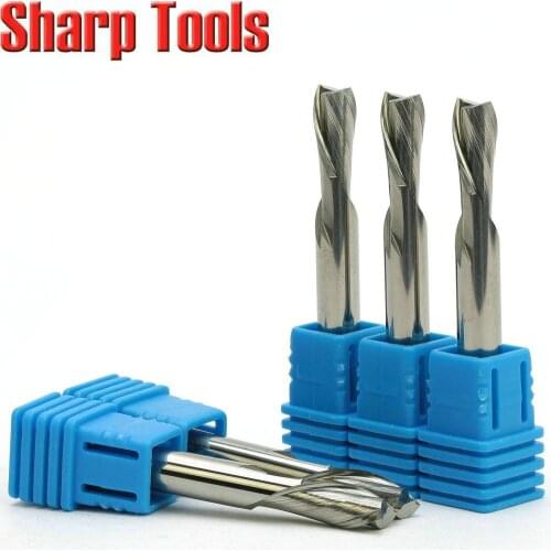 6x12mm 2 Flute Down Cut Wood CNC Bit Spiral Milling Tools Solid Tungsten Carbide Router Cutter for Woodworking Engraving 5pc Set