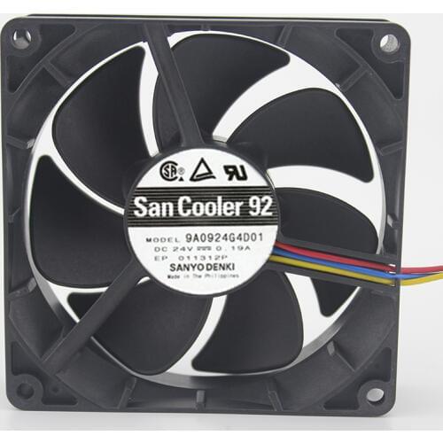 9025 9A0924G4D01 24V 0.19A three-wire 9 cm reverse inverter chassis alarm fan