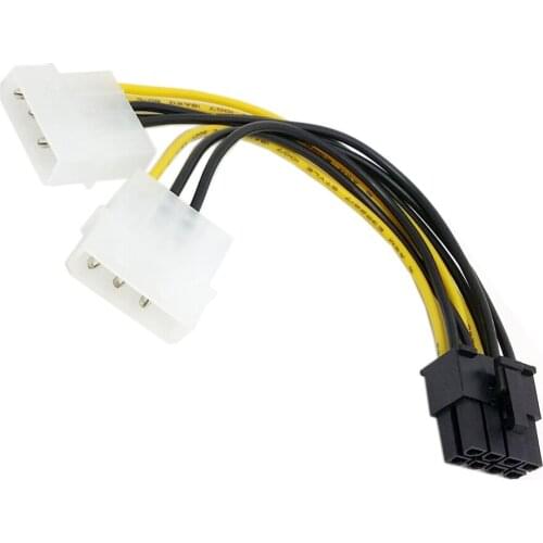 CYSM Dual Molex 4pin IDE to 8 Pin PCI-E Power Lead Cable for Asus MSI VGA Video Graphic Card