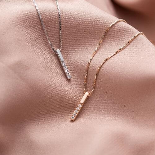 Long geometric Necklace Korean clavicle chain simple Rhinestone students small lovely Necklace Gift
