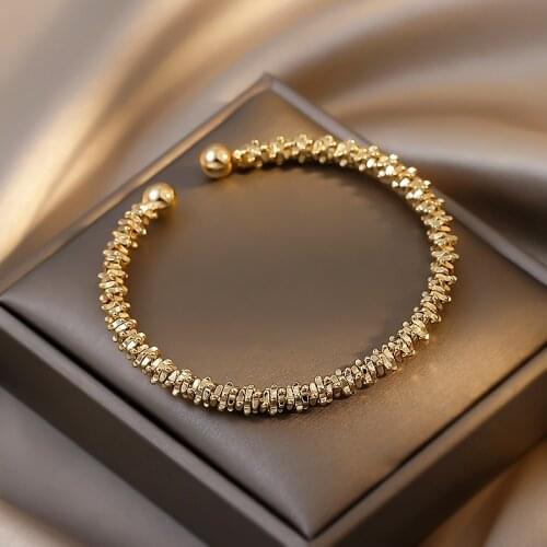 European and American Simple Gold Copper Alloy Three-Dimensional Opening Bracelet For Woman Fashion Accessories For Gothic Girls