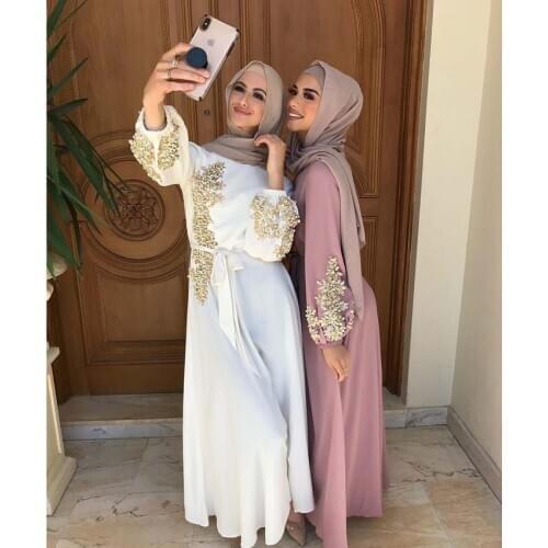 Kaftan Dubai Abaya Turkey Muslim Women Hijab Dress Islam Caftan Marocain Dresses Vestidos Eid Mubarak European Clothing Musulman