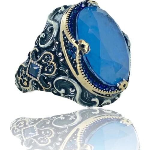 Blue Paraiba Tourmaline Stone Production 925 Silver Ring