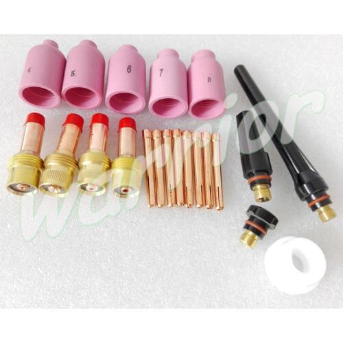 21pcs WP17/18/26 Series TIG Torch Consumables Kit 54N Ceramic Nozzle Gas Lens-Collet-Body Back Caps 54N01 Insulator Gasket