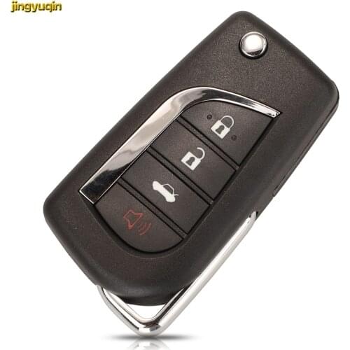 Jingyuqin 10pcs Remote Car Key Fob Shell For Toyota Levin Camry Reiz Highlander Corolla RAV4 Toy48 Blade 4 Button Flip Folding
