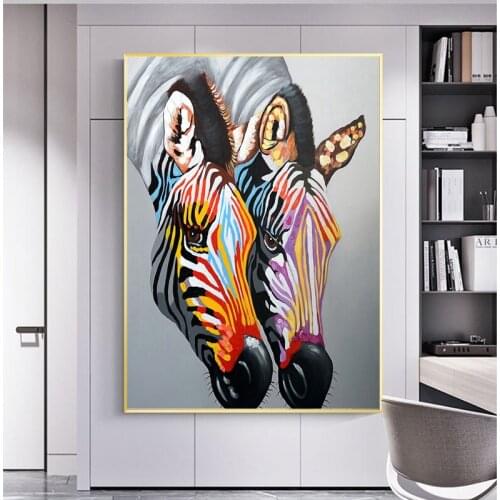 Colorful Zebras Graffiti Art Posters and Prints Watercolor Animals Painting On Canvas Wall Art Pictures for Kids Room Home Decor
