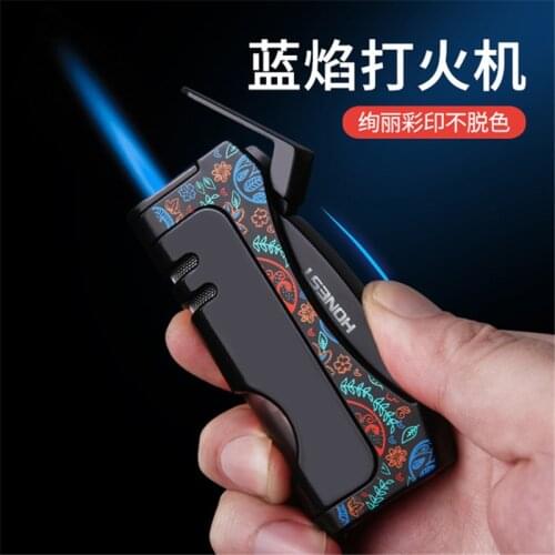 HONEST Metal Lighters Windproof Gas Lighter Jet Flame Lighter Torch 1300 C Multifunction Cigar Butane Lighter with Cigar Cutter