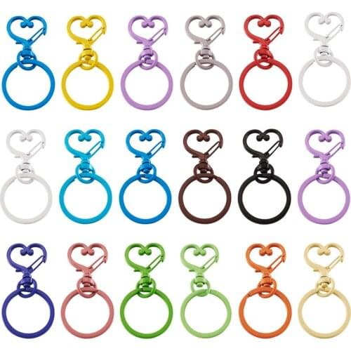 30pcs Mix colors Metal Swivel Lobster Clasp Snap Hook Heart Shape Keychain Jewelry Accessories Findings DIY Making