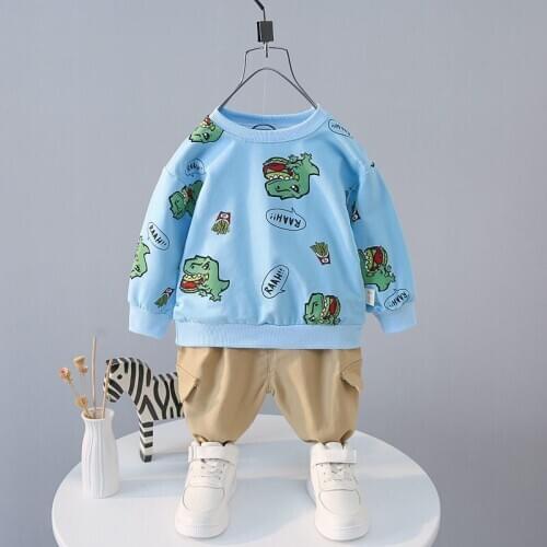 Fashion Children Boys Girls Full Printe Cartoon Clothing Spring Autumn Kids Cotton T-shirt Patch Pants 2Pcs/Sets Baby Tracksuits