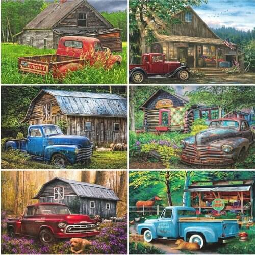 MomoArt Diamond Painting House Full Drill Square Diamond Embroidery Car Cross Stitch Sale Mosaic Scenery Rhinestones Wall Art