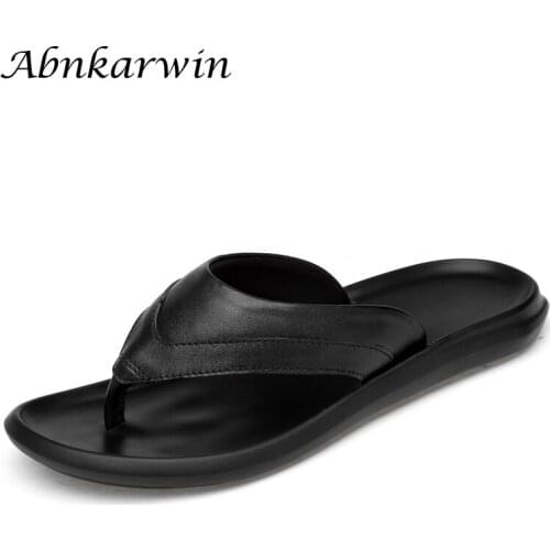 Men Genuine Leather Flip Flops Slippers For Summer Shoes Outside High Quality Flip Flop Chanclas Hombre Claquette Homme Klapki