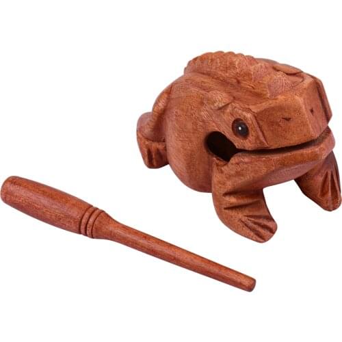 Muslady Large Frog Guiro Rasp Frog Sound Maker Around 6 Inches Long Solid Wood Material Musical Percussion Instrument