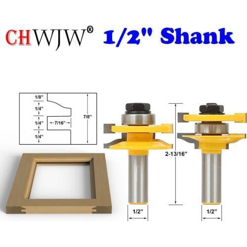 Ogee Rail & Stile Matched Set w/ 2 3/8" dia. Carbide Tipped Cutters, 1" bearing - 1/2" Shank door knife Woodworking cutter