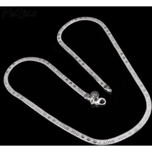 New Arrivals Letter Print 925 Sterling Silver Chain Necklaces Jewelry Women Party Gift 4mm Thickness Length 20 Inches 6.5g